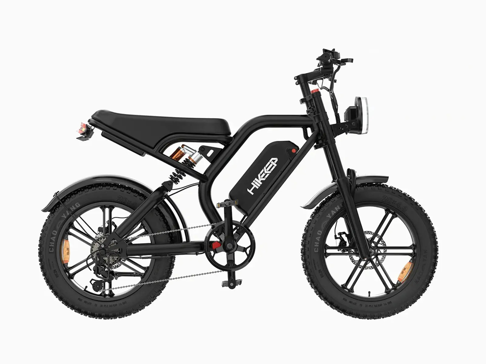 Hikeep K6 all-terrain electric bike with 20"x4.0" fat tires, 1500W motor, and full suspension in black