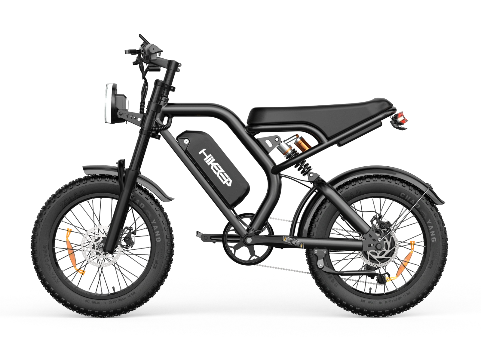 Hikeep K6 all-terrain electric bike with 20"x4.0" fat tires, 1500W motor, and full suspension in black
