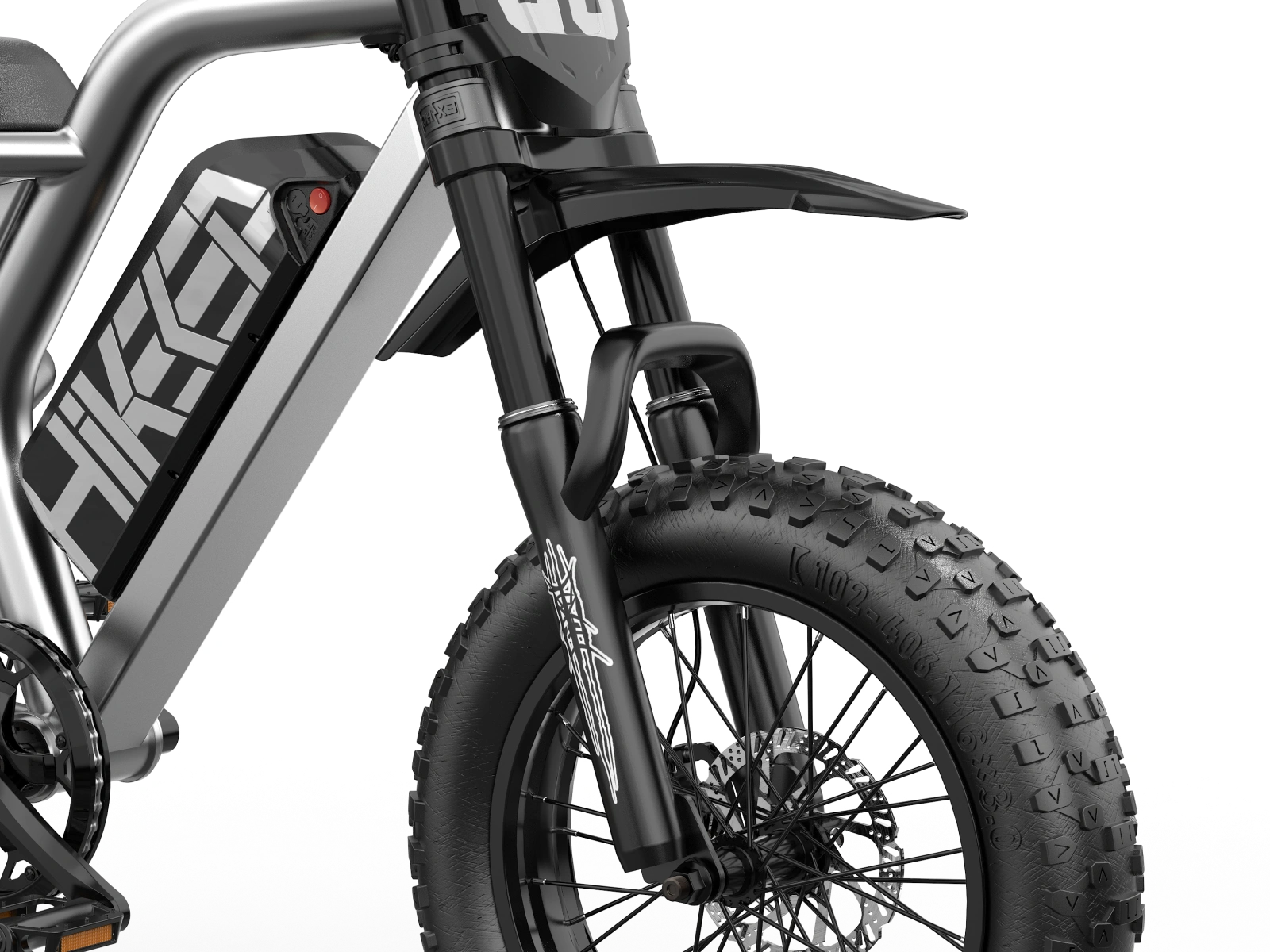 Front and rear full suspension system on Hikeep K6 Mini ebike for smooth off-road riding