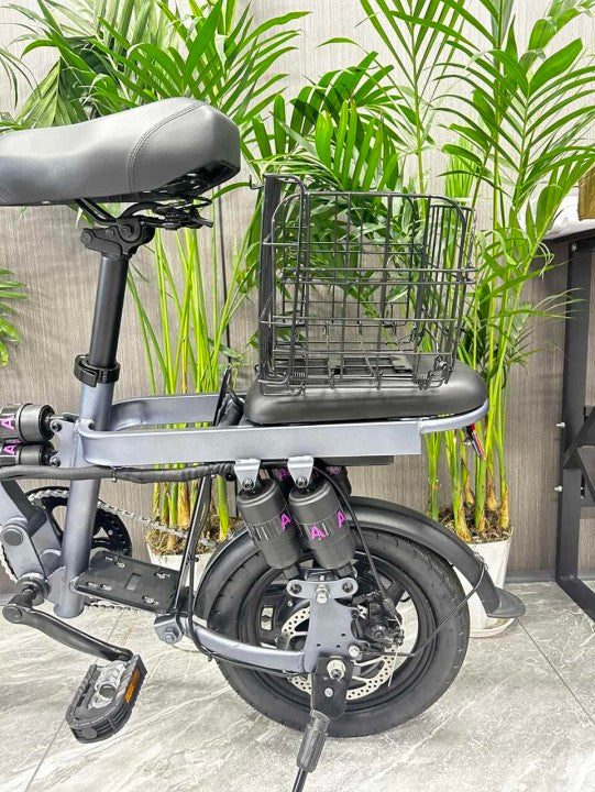 Foot Pedal Rear Seat Steel Folding Vegetable Basket Storage Bin - Hikeep ebike