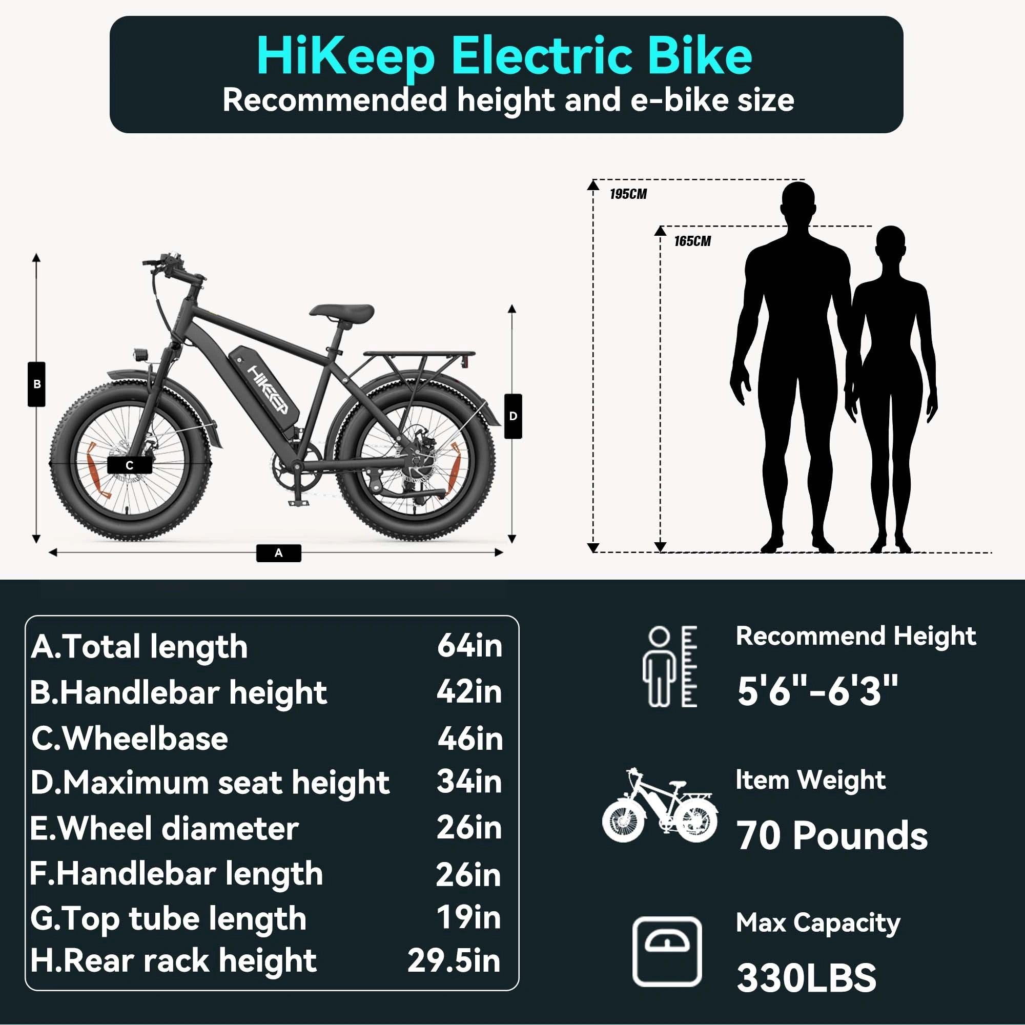 Hikeep Elf Pro 26” Fat Tire Electric Bike for Adults