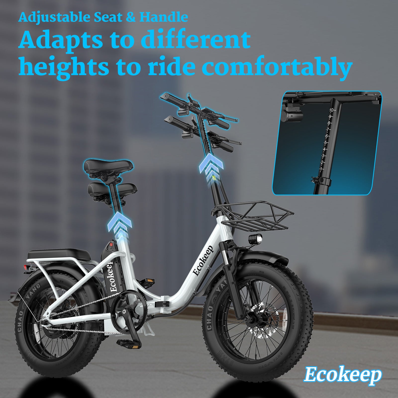 Ecokeep Folding Electric Bike 48V for Adults 28 mph 500W Commuter City Ebikes - Hikeep ebike