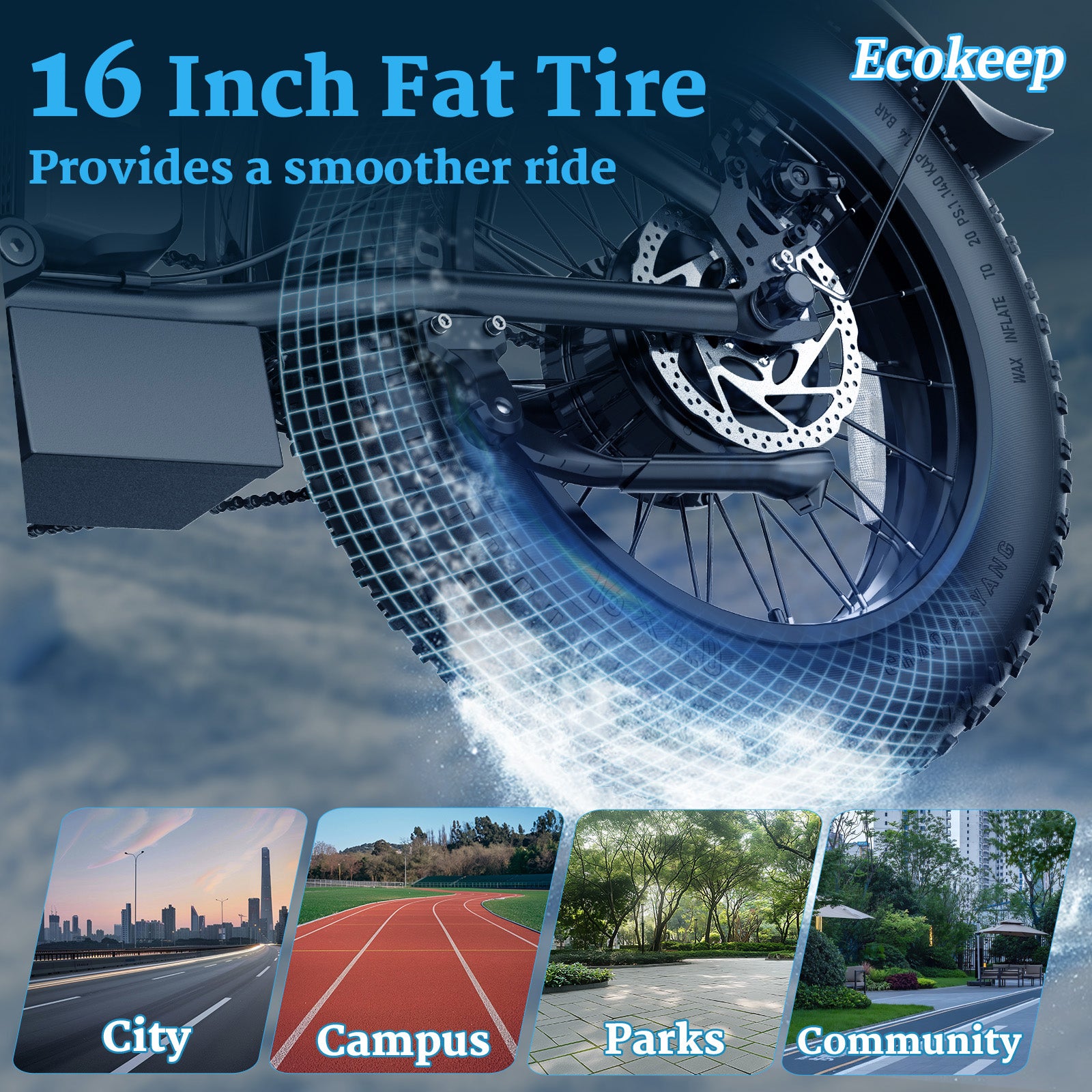 Ecokeep Folding Electric Bike 48V for Adults 28 mph 500W Commuter City Ebikes - Hikeep ebike